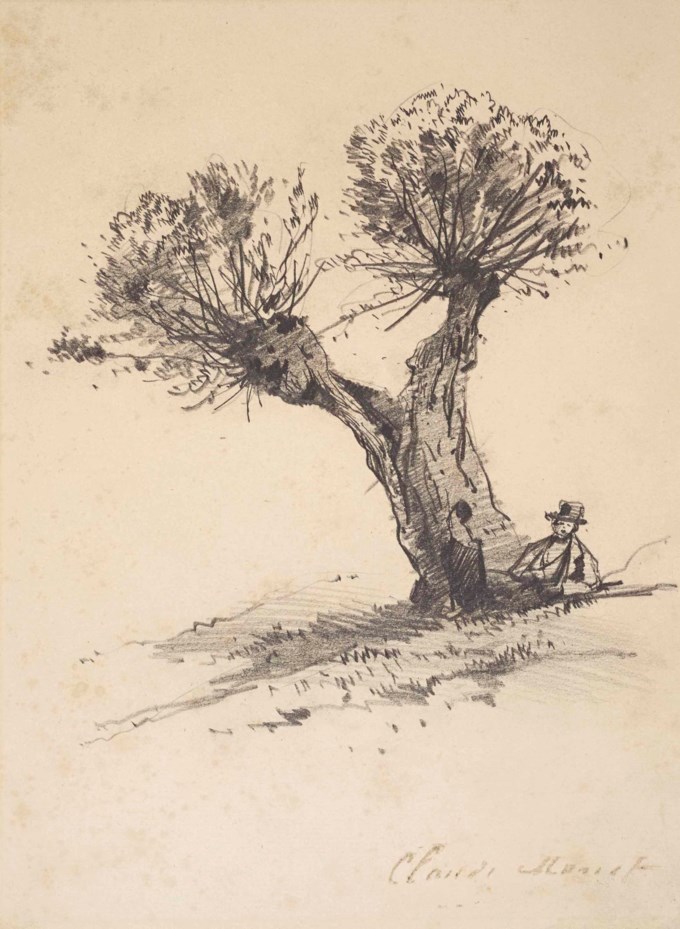 Promeneur assis au pied d’un saule