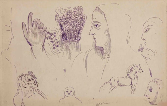 ÉTUDES AVEC VISAGES DE PROFIL